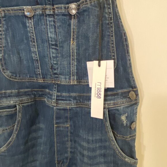 m1858 Women's Overalls Distressed Ripped Denim Dark Blue Size M - Picture 11 of 11